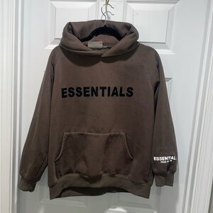 Essentials Hoodie Fear of God unisex Taupe brown black logo S